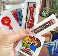 Vintage 80s Sticker Lot: Puffy Tootsie Roll Candy Stickers, Used Restored READ