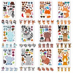 48 PCS Make a Face Stickers Sheets for Kids, Make Your Own Animal Mix and Mat…