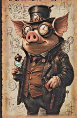 Animals Dressed in Steampunk Gear – Animal Prints, 20pcs 8.5″x 5.5″
