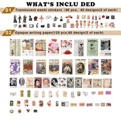 Draupnir 200pcs Vintage Junk Journal Supplies,Scrapbook Supplies Scrapbooking Pa