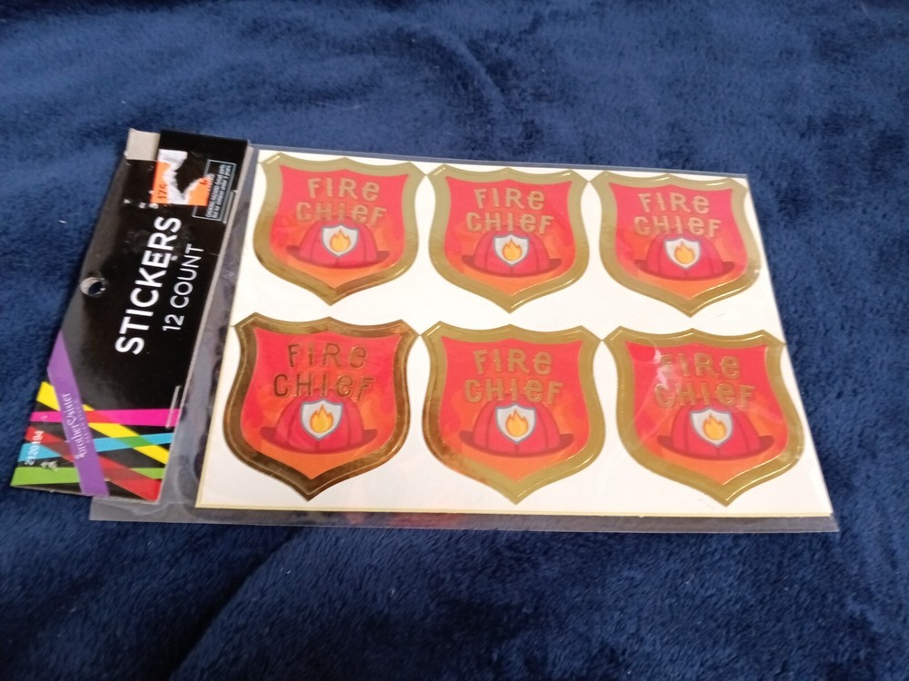 New Fire Chief Stickers, 12 Count, 2″x2″, Brother Sister Designs, 2013