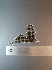 Vintage Stickers MUD FLAP GIRL Glossy Foil Vending Sticker VTG PVI Checkered 01
