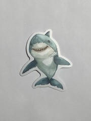 Cute Smiling Shark Sticker, 2 Inch, Matte Vinyl, Die Cut, 0008a