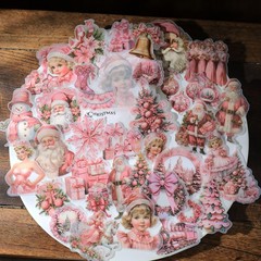 36 pcs Pink Christmas Translucent Vellum Matte Surface Paper Sticker Scrapbook