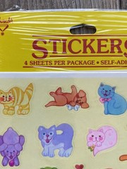 New In Package! 4 Sheets Of Cat And Dog Stickers 1985 Hallmark Ambassador