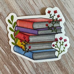 BOOKS and Flowers High quality stickers Fun and Cute for laptop water bottle