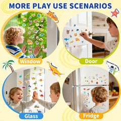 6 Sets Reusable Sticker Book for Toddlers 3-6, Jelly Stickers Book for Kids, Tra