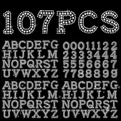 107 Pcs Pearl Letter Stickers,3 Sheets A-Z Glitter Rhinestone Letter and 1 Sheet