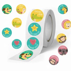 500 Pcs/Roll Teacher Reward Cartoon Stickers – Cute Roll Decals for Gifting, DIY