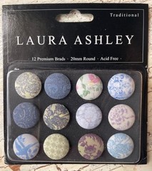 New 2008 Laura Ashley vintage 12 fabric traditional brads 20 mm round