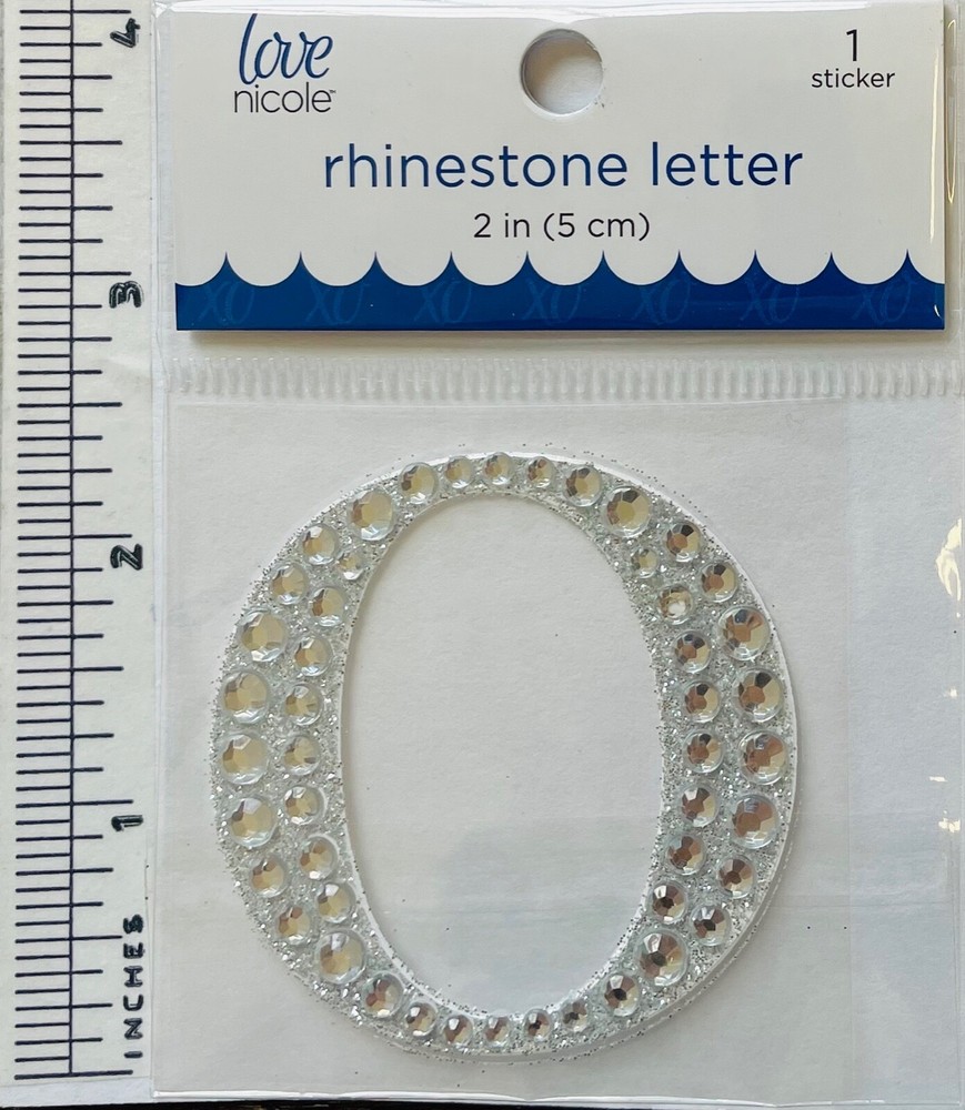 Letter O Rhinestone Sticker 2″ Clear Silver Glitter Scrapbook Monogram Bling