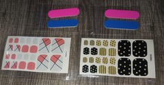 2 New Sealed Sets Of Toe Nail Wrap Stickers & 4 Nail Files Gold/Black Pink/White