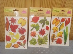 Fall Autumn Leaves Maple Gingko Sycamore Crafter’s Square Stickers LOT OF 3