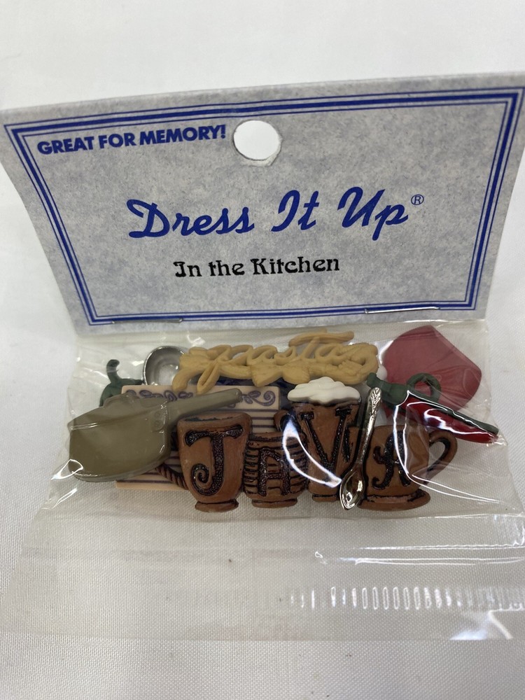 Dress It Up In The Kitchen Button Embellishments Pack Java Pasta Wine