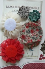 RED Floral GREY IVORY GREEN Mix Fabric 5 Flower Pack 35-75mm Manor House