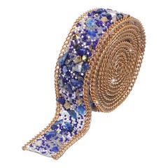 3.28FTx0.8″ Crystal Rhinestone Dark Blue Gems+Gold Chain