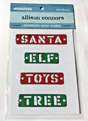 Creative Imaginations 3 X 5″ DISTRESSED METAL WORD STICKERS CHRISTMAS SANTA *