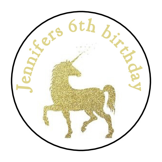 30 Personalized Gold Unicorn Envelope Seals Stickers 1.5″ round