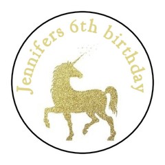 30 Personalized Gold Unicorn Envelope Seals Stickers 1.5″ round