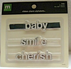 Word Charms Baby Enamel Metal 3 Words Fits 3/8″ Ribbon Making Memories New