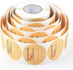 2 Inch Brown Kraft Stickers 500 Roll Homemade with Love Labels for Jars Crafts
