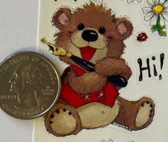 BROWN HI TEDDYBEAR Stickers (2″x3.5″)Suzy’s Zoo•Card Making •Daisy•Write letters