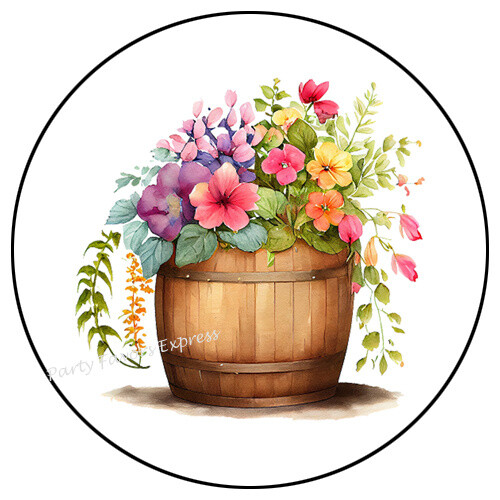 BARREL OF FLOWERS ENVELOPE SEALS LABELS STICKERS PARTY FAVORS