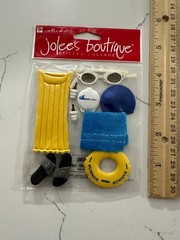 Jolee’s Boutique Sticker Collage At The Pool Raft Towel Ear Plugs Cap Scrapbook