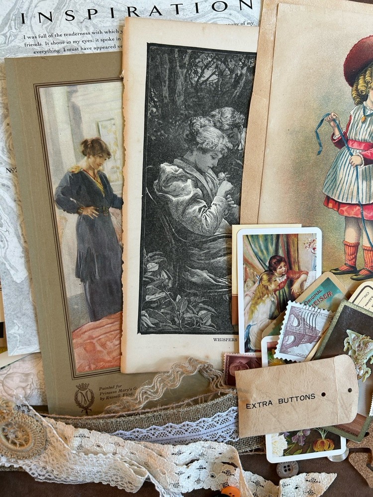 80 Piece Vintage Junk Journal Ephemera Kit Romantic Victorian & Nature Themed