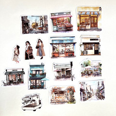 Coffee Cafe Washi Paper Stickers Cozy Town Junk Journal Collage Scrapbooking