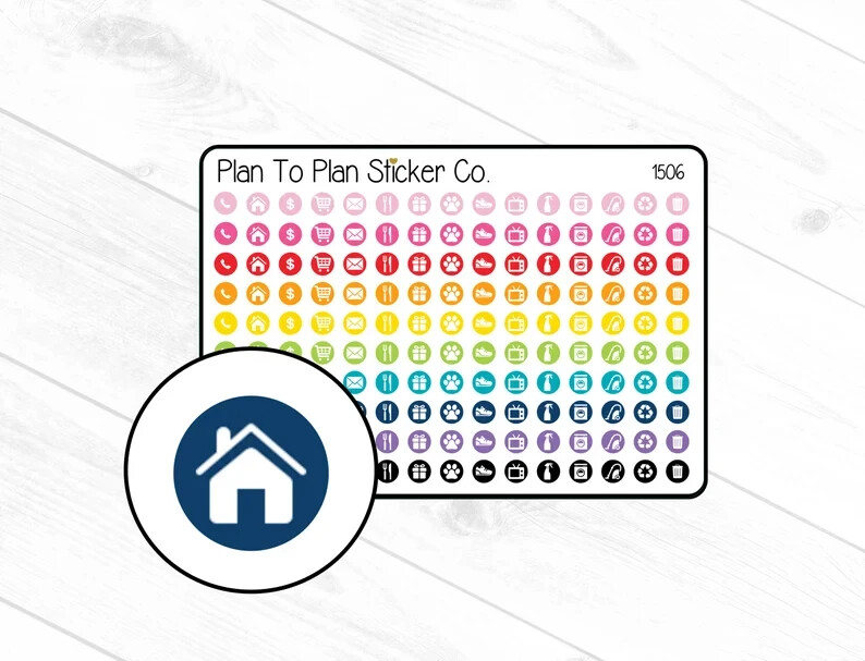 1506~~Household Tiny Icons Planner Stickers.