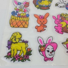 14 Vtg Stick-Ons Easter Unlimited Puffy Easter Bunny Eggs Chicks Stickers NOS