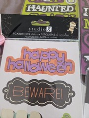Studio G Halloween Scrapbook Kit Lot 6PC Chipboard Stickers Gems Pumpkin