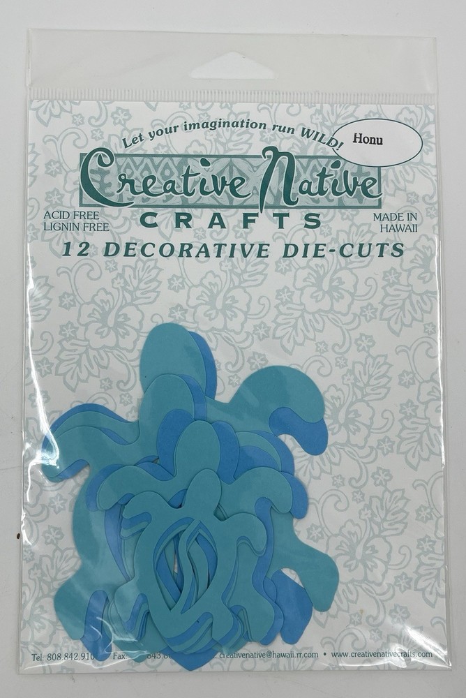 Creative Native Die-Cuts 12 Asst. Size Paper Blue Sea Turtles Scrapbook New NIP