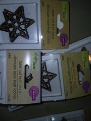 HUGE LOT Crafters Square 90 Wood STARS Laser Cut Kraft Icons 15 packs of 6 stars