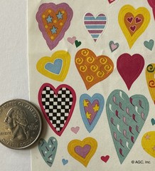 COLORFUL HEART ASSORTMENT Stickers(32pc)AGC•Valentines •Swirls•Star•Card Making•