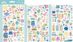 Doodlebug Mini Icon Stickers Summer Fun Beach Vacation Sea Animals Floral Shells
