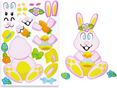 36 PCS Easter Make a Face Animal Stickers, Egg Bunny Chick Party Favors for Kids