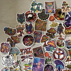 STICKERS!!! Assorted Lot Of 150+ Hippy Mushroom Peace Stickers