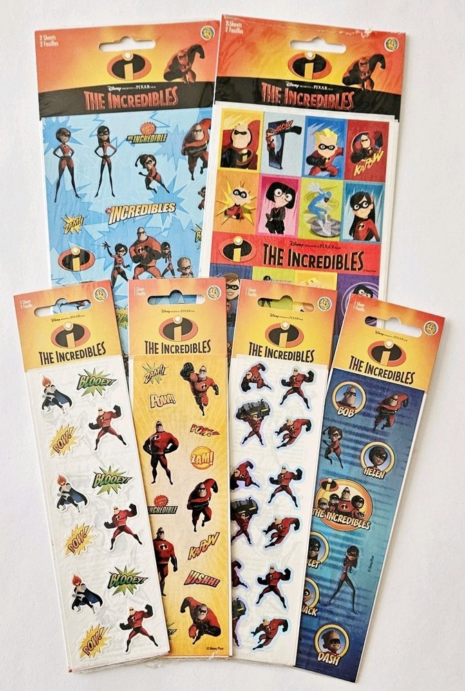 Vtg Sandylion Stickers LOT The Incredibles NIP Disney Pixar Heros Villains