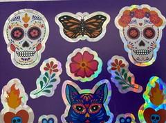 Dia De Los Muertos Day Of The Dead Sticker Sheet Foil Accents Halloween Decorate
