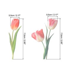 40 Sheet Clear Tulips Flower PET Sticker, Waterproof Flower Decal, Pink