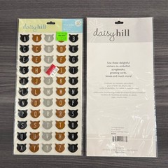 Daisy Hill Cats Meow Scrapbook Lot Stickers Paper Pad Brads Metal Accents 25+pcs