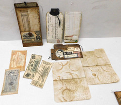 Junk Journal Ephemera Money Envelope & File Tag Vintage Style Grungy Set B