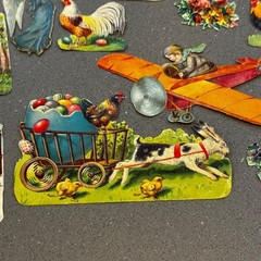 Vintage Airplane & Easter Die Cut Scrap Lot 15 Pc Rabbits Roosters Angels German