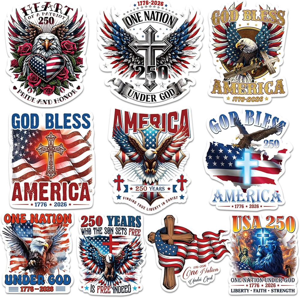 250 Anniversary USA Stickers – 20 Pcs 250Th Patriotic Merchandise | American Fla