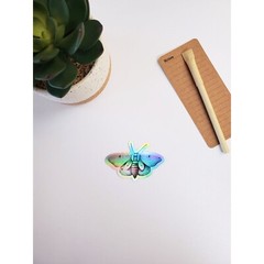 Moth Holographic Sticker for Computers, Journals, Phones Style B