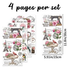 BEUNITONE 4 Sheets Flower Rub on Transfers for 12 x 6 inches, multicolor