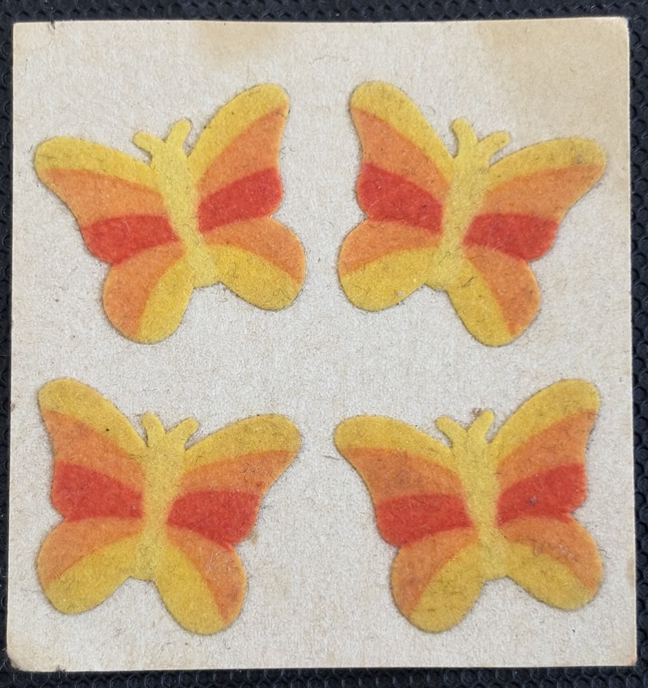 VINTAGE SANDYLION FUZZY BUTTERFLY STICKER 4.25 SHIPS ALL