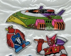 2 NOS Vintage Taiwan Cartoon Battle Space Robot Puffy Stickers